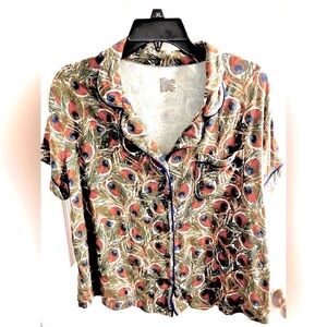 Peacock Feather Design Blouse